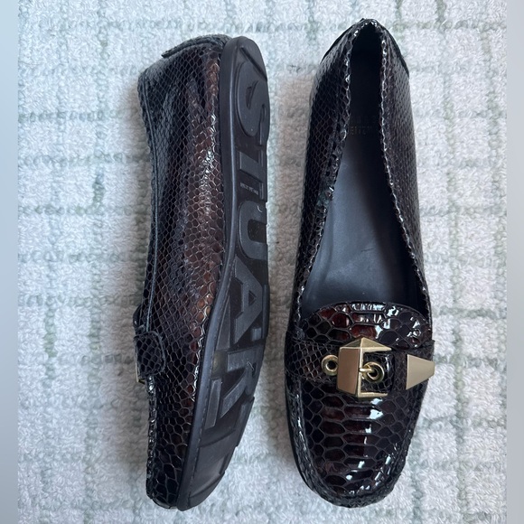 Stuart Weitzman Brown snake-embossed Loafers Size 11 - Picture 6 of 7